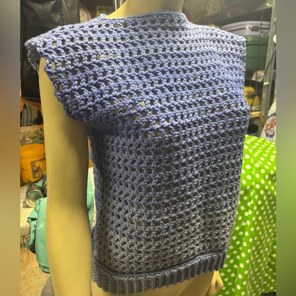 Blue Crochet Women's Sweater - Picture 1 of 4